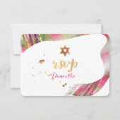 PixDezines RSVP Waterverf Talit Bat Mitzvah Kaart (Voorkant)