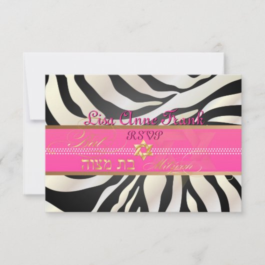 PixDezines rsvp Zebra, BBT Mitzvah/DIY kleur zwart (Voorkant)