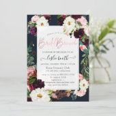 PixDezines Rustic Bloom, Bridal Brunch Navy Blush Kaart (Staand voorkant)