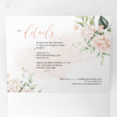 PixDezines Rustic Blush Rozen+SweetPeas Drieluik Uitnodiging (Binnenzijde eerst)