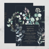 PixDezines Rustic Eucalyptus Navy Bruiloft  Kaart (Voorkant / Achterkant)