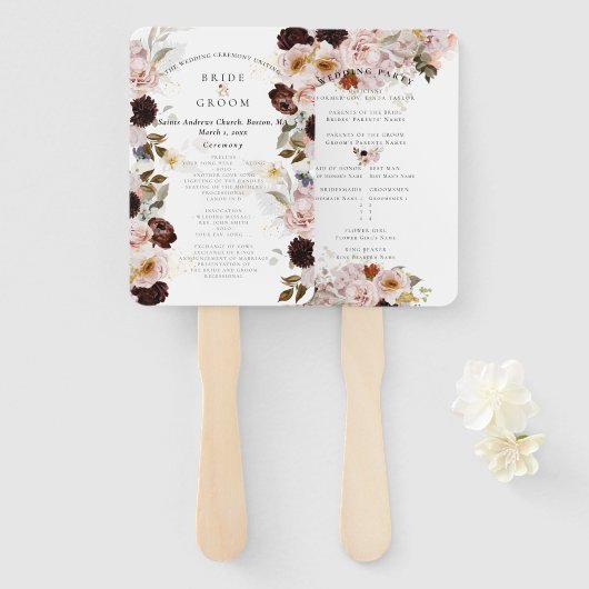 PixDezines Rustic Waterverf Autumn Flowers Handwaaier (Voorkant en achterkant)