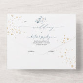 PixDezines Rustic Waterverf Blue Gum Eucalyptus All In One Uitnodiging (Achterkant)
