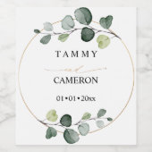 PixDezines Rustic Waterverf Greenery Eucalyptus Wijn Etiket (Enkel label)