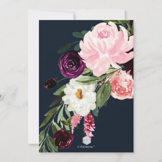 PixDezines Rustieke Bloesem Blush Roze Bourgogne B Kaart (Achterkant)