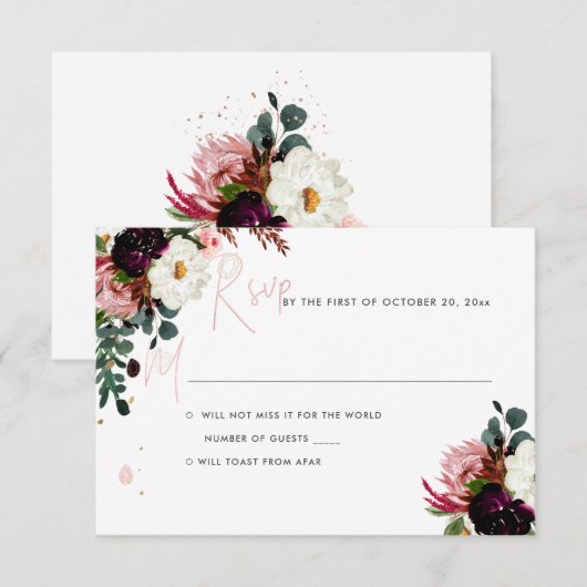 PixDezines Rustieke Bloom Waterverf RSVP Kaart (Voorkant / Achterkant)
