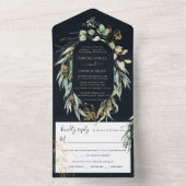 PixDezines Rustieke Willow Eucalyptus Marine in Go All In One Uitnodiging (Binnen)