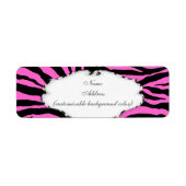 PixDezines Safari, hete roze + zwart, zebra Etiket (Voorkant)