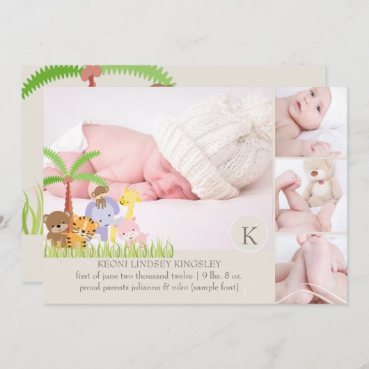 PixDezines safari oerwoud fotosjabloon Aankondiging (Voorkant / Achterkant)