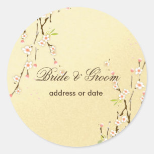 PixDezines sakura trouwstickers Ronde Sticker
