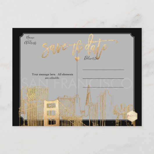 PixDezines San Francisco Bewaar de datum Aankondigingskaart (Achterkant)