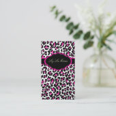PixDezines Sassy cheetah print/hot pink+black Visitekaartje (Staand voorkant)