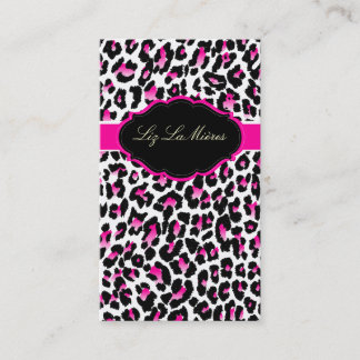 PixDezines Sassy cheetah print/hot pink+black Visitekaartje