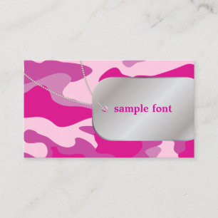 PixDezines Sassy Pink Camo+Dog Tags Visitekaartje