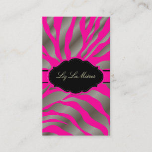 PixDezines Sassy zebra patroon/DIY kleur/hot pink Visitekaartje