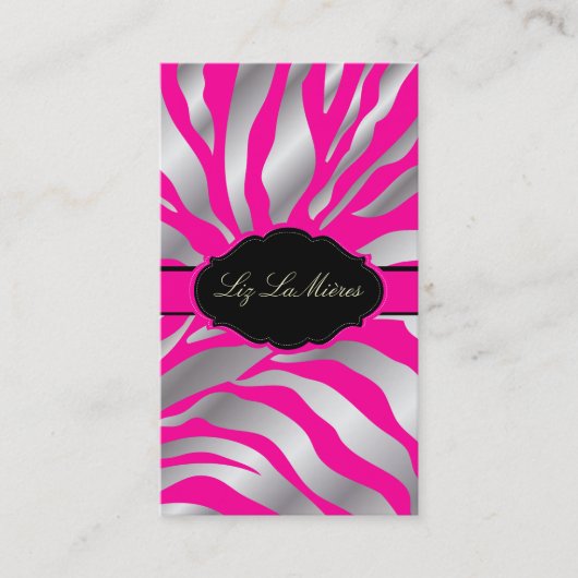 PixDezines Sassy zebra patroon/DIY kleur/hot pink Visitekaartje (Voorkant)