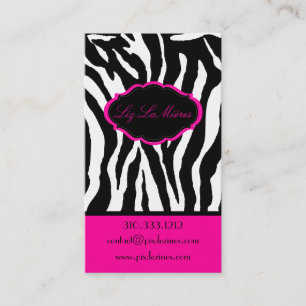 PixDezines Sassy zebraprint/hot pink+black Visitekaartje