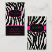 PixDezines Sassy zebraprint/hot pink+black Visitekaartje (Voorkant / Achterkant)