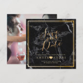 PixDezines Save Date/Black Marble/Faux Gold The Date (Voorkant / Achterkant)