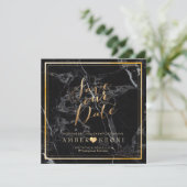 PixDezines Save Date/Black Marble/Faux Gold The Date (Staand voorkant)