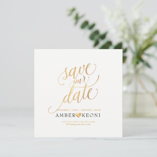PixDezines Save Date/Faux Gold/DIY Background Save The Date (Staand voorkant)