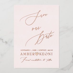 PixDezines Save Date Luxe Roos Gold Folie Uitnodiging