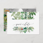 PixDezines Save Datum/Groen,  Elder+Fern Save Th Save The Date (Voorkant / Achterkant)