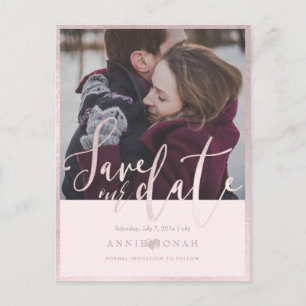 PixDezines Save our Date, Fun Script Font, Blush Briefkaart