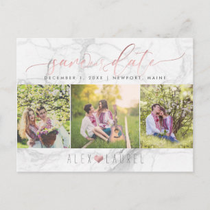 PixDezines Save our Date/Nepgoud+Marmer Aankondigingskaart