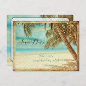 PixDezines/save the date/ beach Aankondigingskaart (Voorkant / Achterkant)