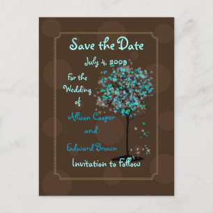 PixDezines Save the Date/chocolate+blue Aankondigingskaart