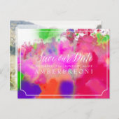 PixDezines SAVE THE DATE/COLOR RUN/RAINBOW Aankondigingskaart (Voorkant / Achterkant)