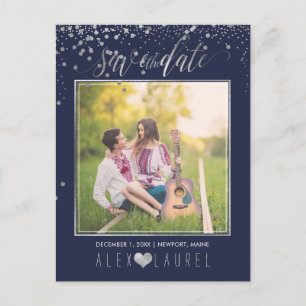 PixDezines Save the Date/Faux Silver Confetti Aankondigingskaart