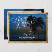 PixDezines/save the date/ tropisch strand Aankondigingskaart (Voorkant / Achterkant)