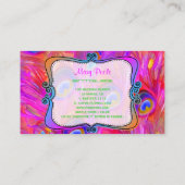 PixDezines schilderde pauw/hete roze Visitekaartje (Achterkant)