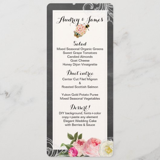 PixDezines schoolbord/ Rozen Menu (Achterkant)