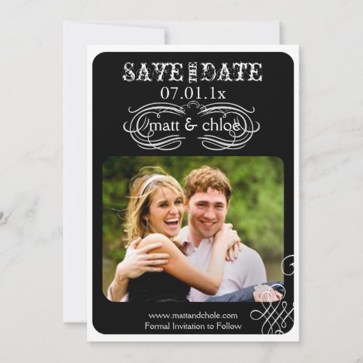 PixDezines scrolt/bewaar datum/DIY achtergrondkleu Save The Date (Voorkant)