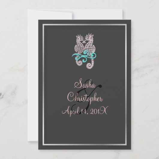 PixDezines Seahorse Wedding Invitations Kaart (Voorkant)