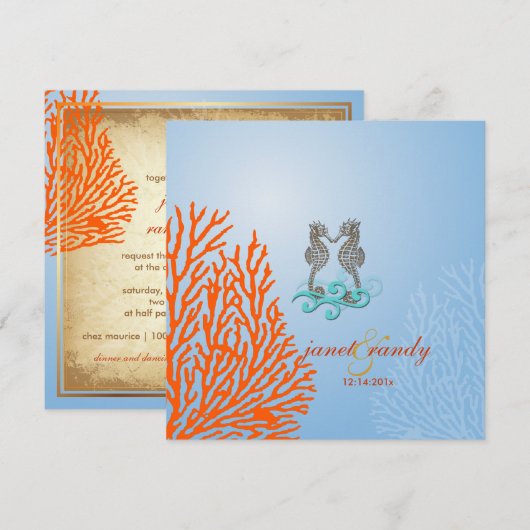 PixDezines SEAHORSES+CORAL Kaart (Voorkant / Achterkant)