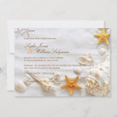 PixDezines SEASHELL/BEACH WEDDING INVITATIONS Kaart (Achterkant)