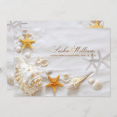 PixDezines SEASHELL/BEACH WEDDING INVITATIONS Kaart (Voorkant / Achterkant)
