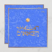 PixDezines Shabbat Dinner/Cornflower Blue Damask Kaart (Voorkant / Achterkant)