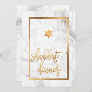 PixDezines Shabbat Dinner/Marble/Faux Gold Kaart