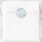 PixDezines Silver Palms Monogram, Sla de datum op Ronde Sticker (Tas)