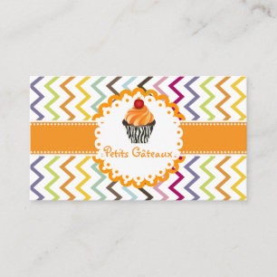 PixDezines sinaasappelrode draaikolken cupcake+che Visitekaartje