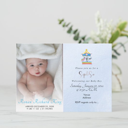 PixDezines SIP+SEE, WATERVERF CAROUSEL Aankondiging (Staand voorkant)