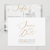 PixDezines Sla de datum/iriserende gouden script o Briefkaart (Voorkant / Achterkant)