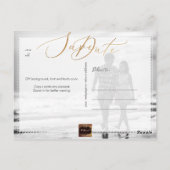 PixDezines Sla de datum/iriserende gouden script o Briefkaart (Achterkant)