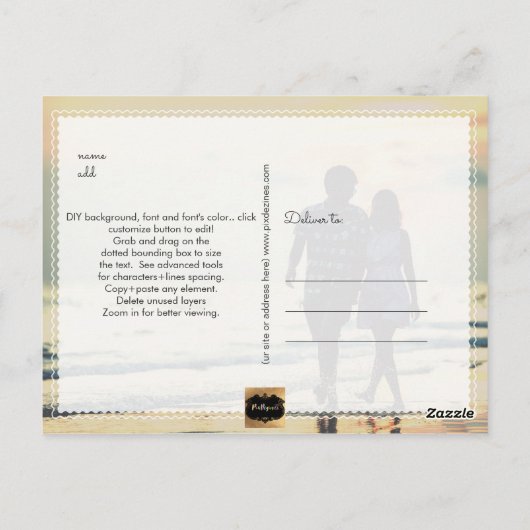 PixDezines Sla de datum/koel handgeschreven script Briefkaart (Achterkant)