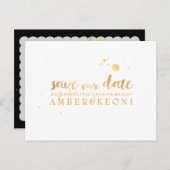 PixDezines Sla de datum / stijlvolle Faux Gold Scr Aankondigingskaart (Voorkant / Achterkant)